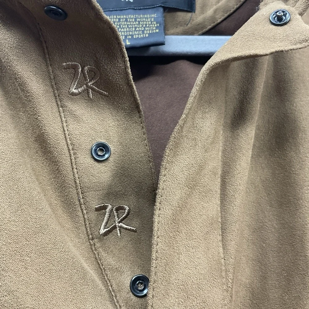 Zero Restriction Golf Outerwear Camel Brown Microsuede Pullover Windshirt Size L